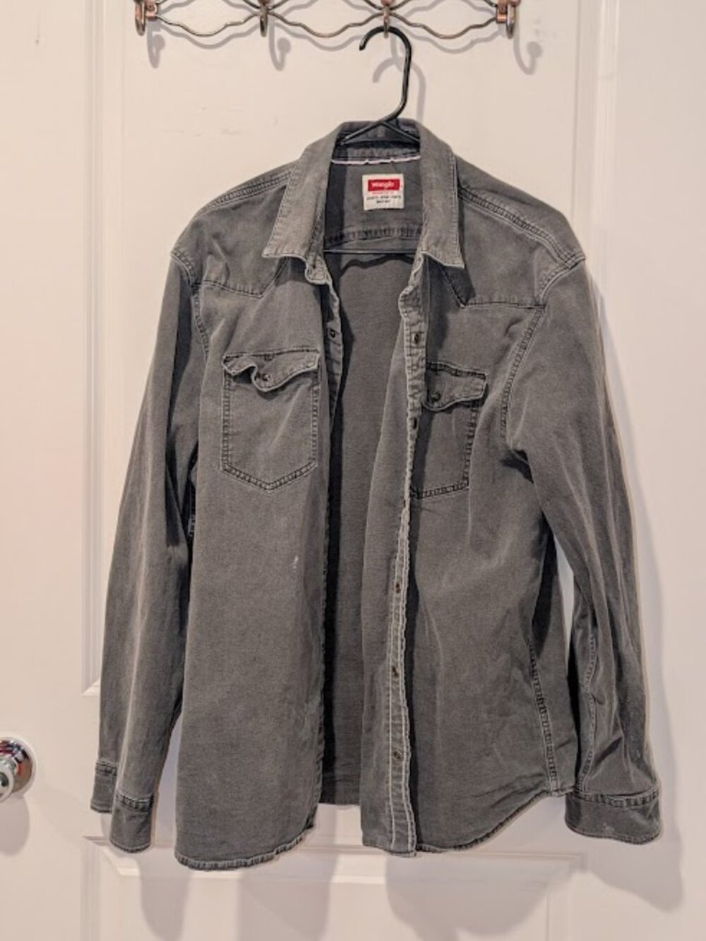 Modern Wrangler Washed Grey Denim Western Shirt